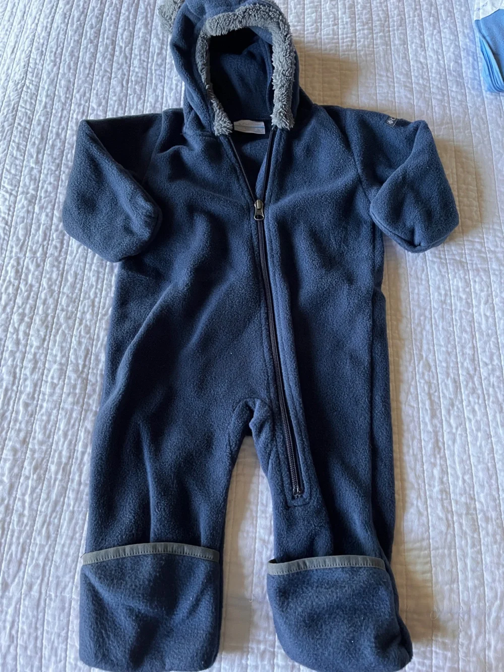 Columbia Navy Fleece Baby One-Piece Zipper Suit/Bunting